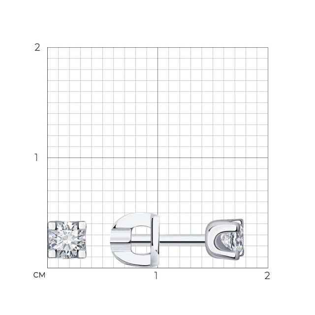 Серьги пусеты из белого золота с бриллиантами (052963)