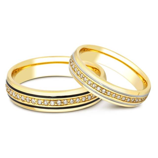 Обручальное кольцо с бриллиантами и эмалью Александрия (009911)