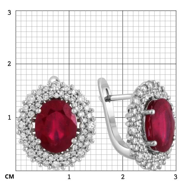 Серьги из белого золота с бриллиантами и рубинами (045665)