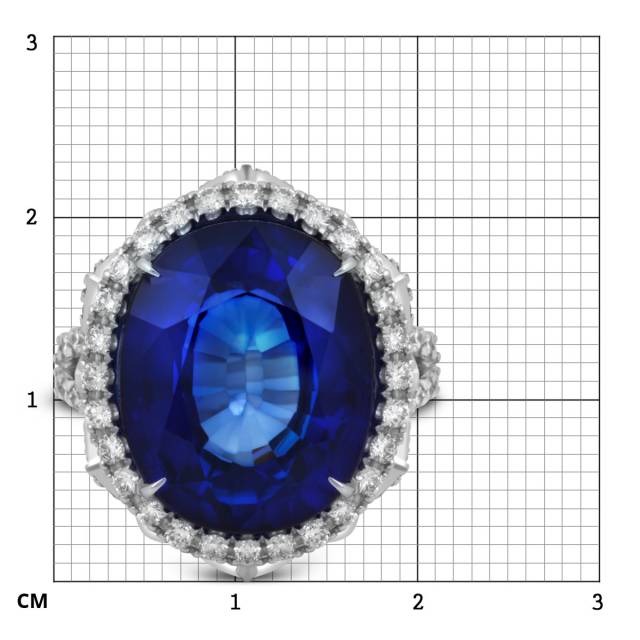 Кольцо из белого золота с бриллиантами и сапфиром (047790)