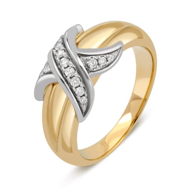 Кольцо из комбинированного золота с бриллиантами (025711)