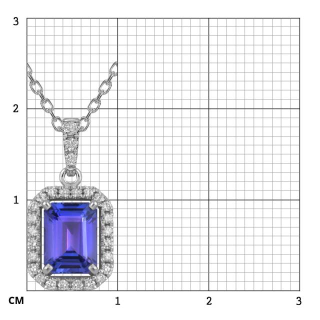 Колье из белого золота с бриллиантами и танзанитом (054511)