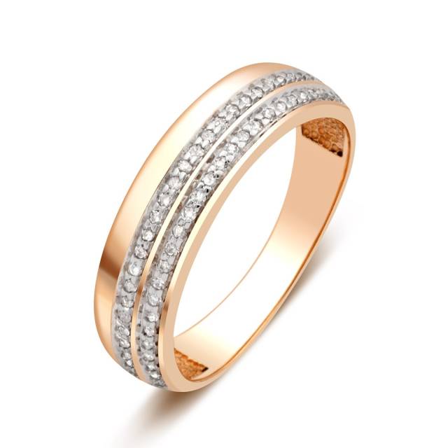 Кольцо из красного золота с бриллиантами (024044)