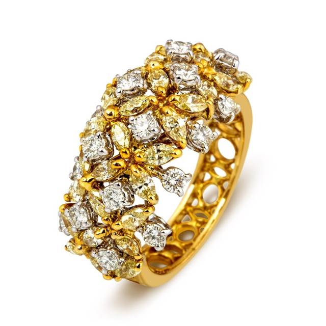 Кольцо из желтого золота с бриллиантами (005287)