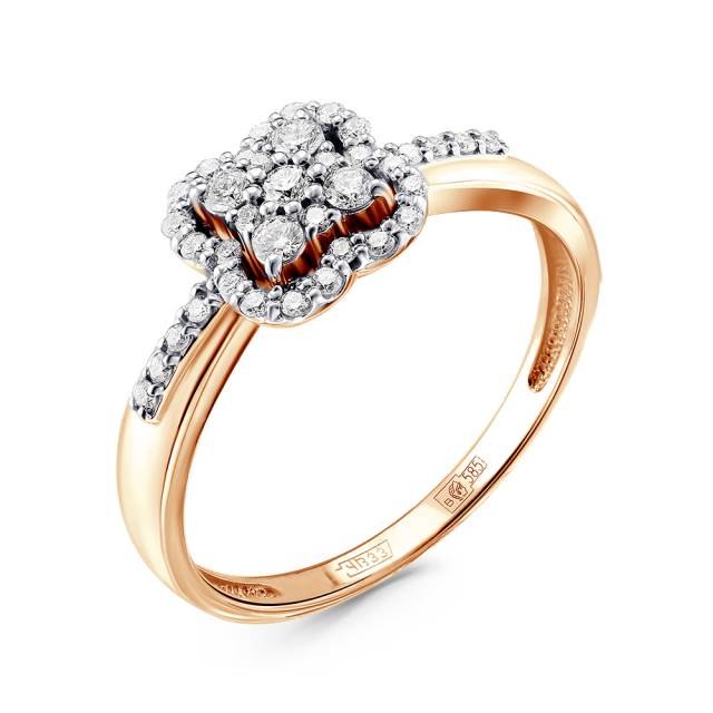 Кольцо из красного золота с бриллиантами (051406)