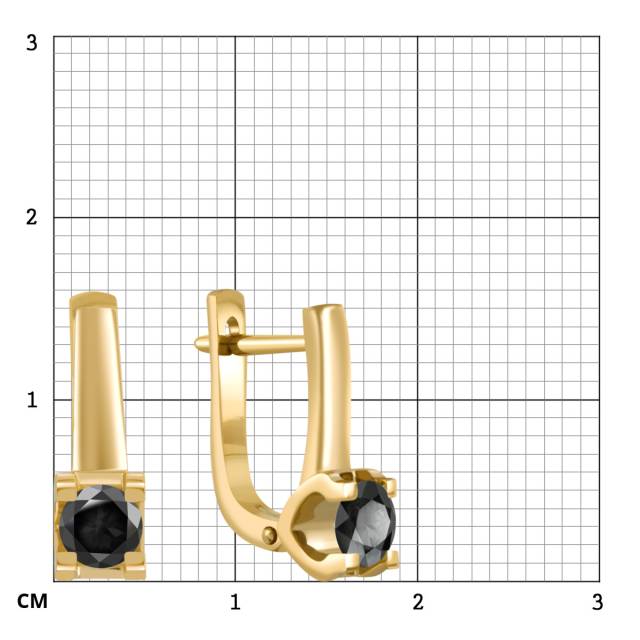 Серьги из жёлтого золота с чёрными бриллиантами (048376)