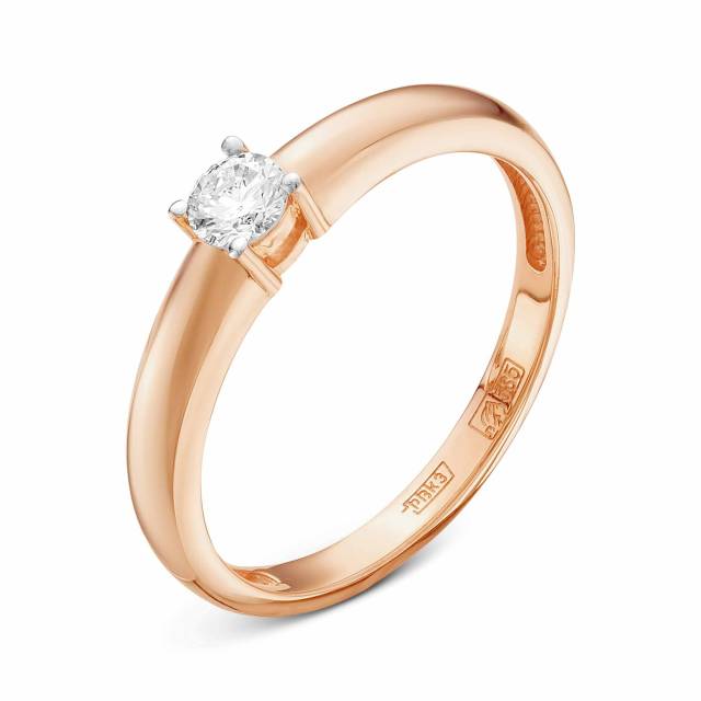 Помолвочное кольцо из красного золота с бриллиантом (049999)