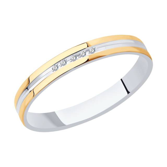 Обручальное кольцо из комбинированного золота с фианитами (037979)