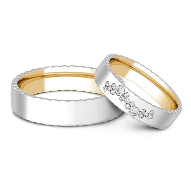 Обручальное кольцо из комбинированного золота с бриллиантами Tiamo (014944)