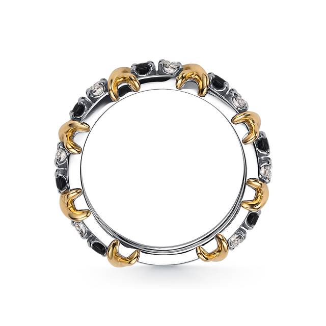 Кольцо из комбинированного золота с бриллиантами и сапфирами (047129)