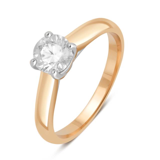 Помолвочное кольцо из комбинированного золота с бриллиантом (039494)