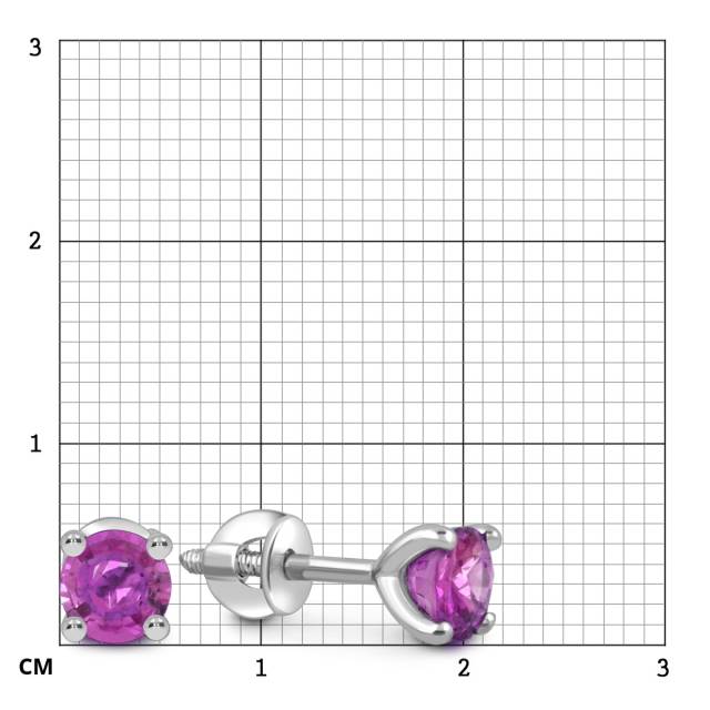 Серьги пусеты из белого золота с розовыми сапфирами (052334)