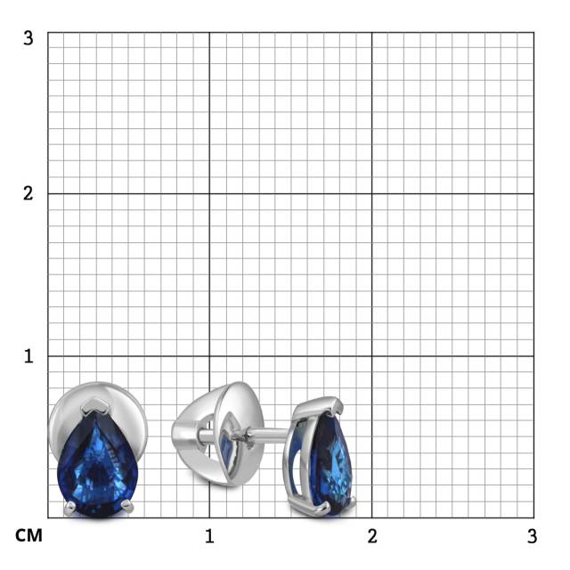 Серьги пусеты из платины с сапфирами (054375)