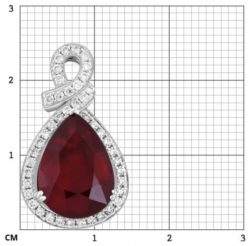 Кулон из белого золота с бриллиантами и рубином