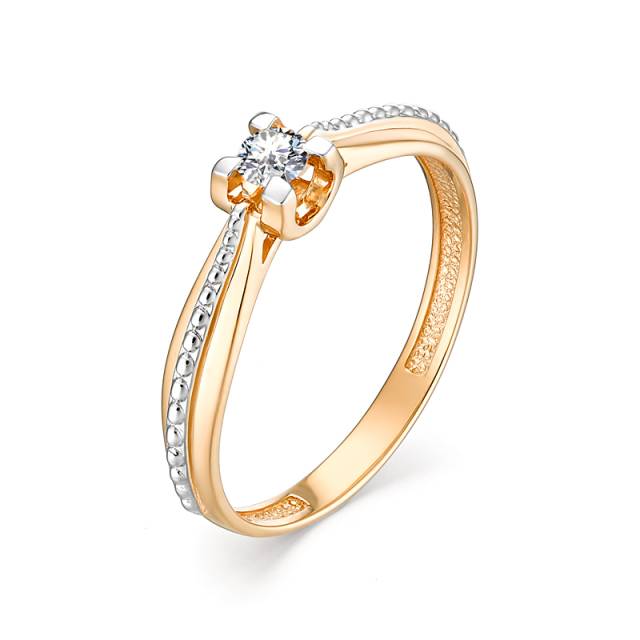 Помолвочное кольцо из комбинированного золота с бриллиантом (036156)