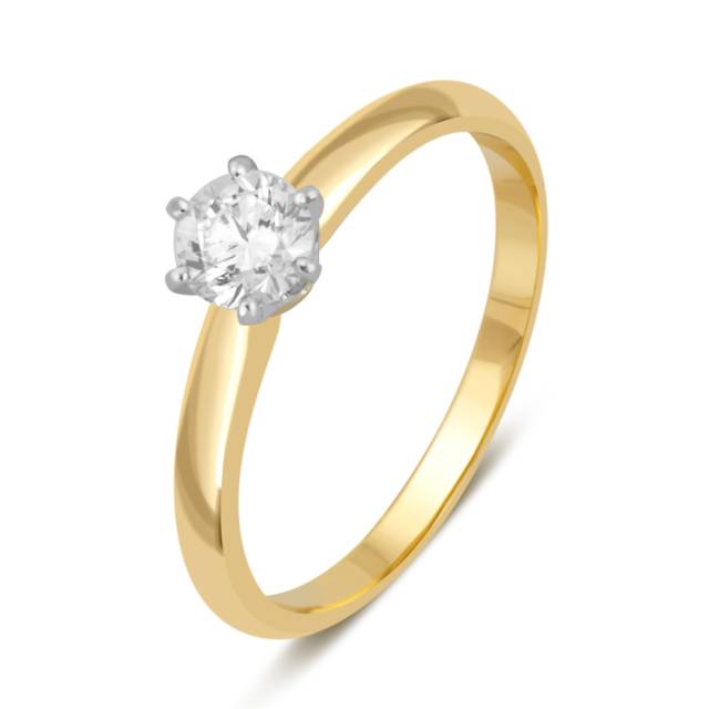 Помолвочное кольцо из комбинированного золота с бриллиантом (039507)