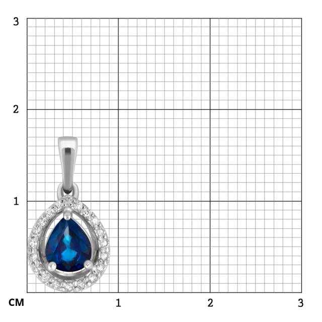 Кулон из белого золота с бриллиантами и сапфиром (046119)