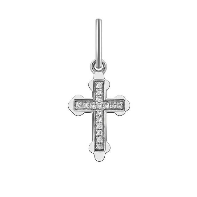 Кулон крест из белого золота с бриллиантами (011495)