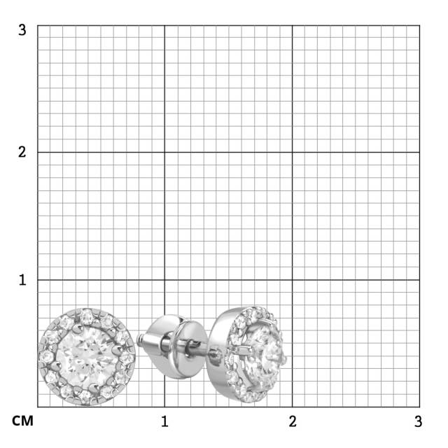 Серьги пусеты  из белого золота с бриллиантами (046140)