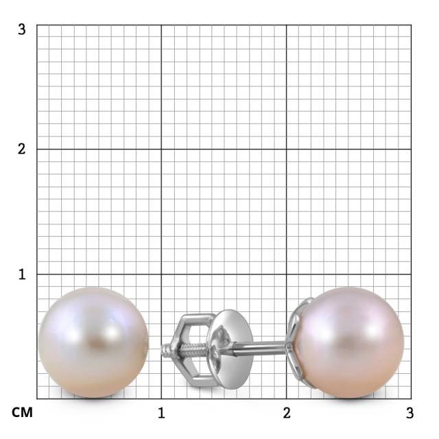 Серьги пусеты из белого золота с жемчугом (055165)