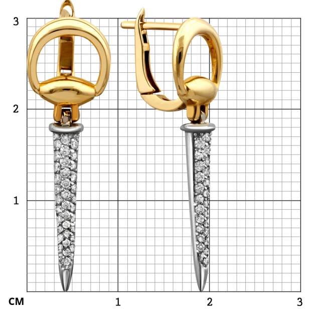 Серьги из комбинированного золота с бриллиантами (025224)