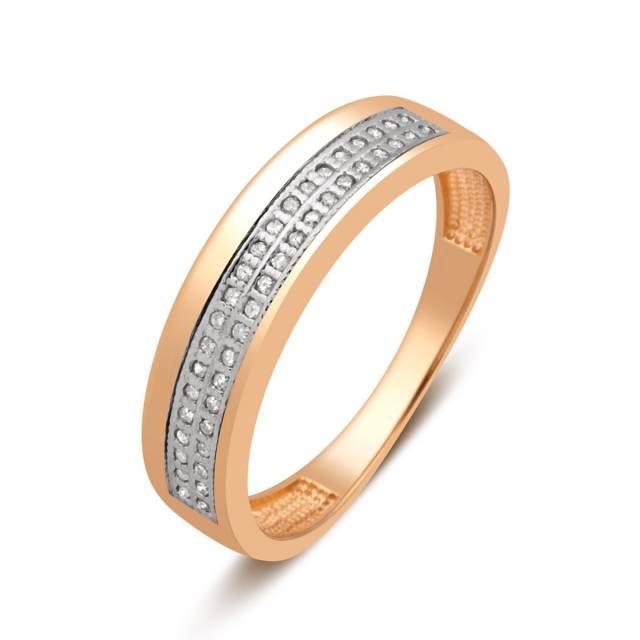 Кольцо из красного золота с бриллиантами (024177)