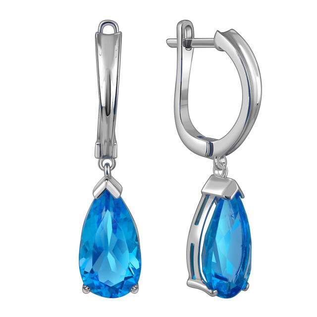 Серьги из белого золота с топазами (017288)