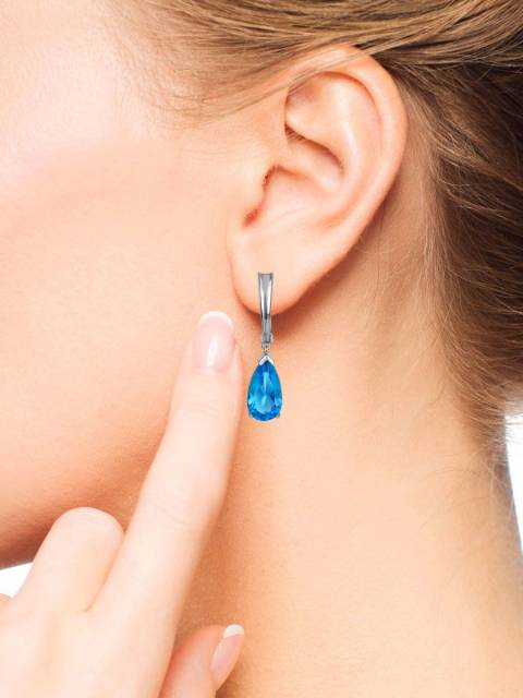 Серьги из белого золота с топазами (017288)