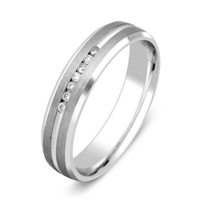 Обручальное кольцо из белого золота  с бриллиантами (010859)