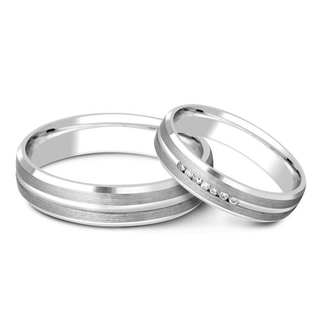 Обручальное кольцо из белого золота  с бриллиантами (010859)
