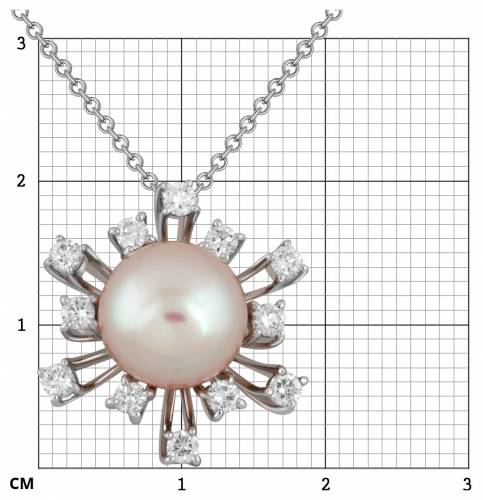 Колье из белого золота с бриллиантами и жемчугом 40.0