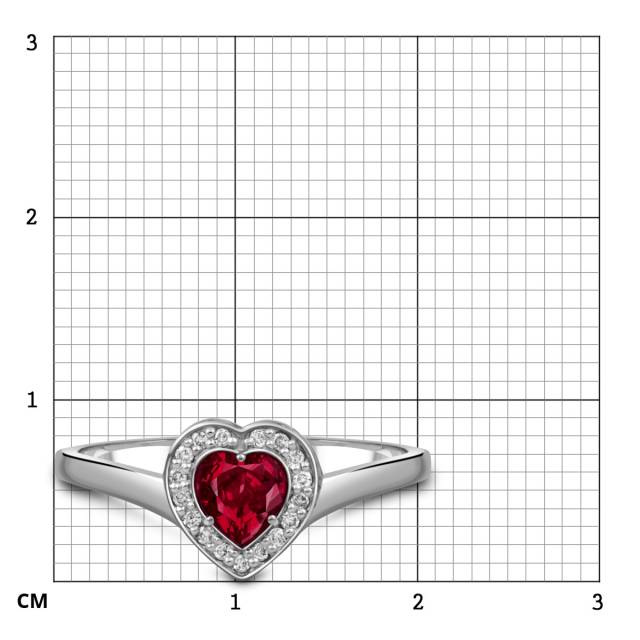 Помолвочное кольцо из платины с бриллиантами и рубином "Сердце" (054360)
