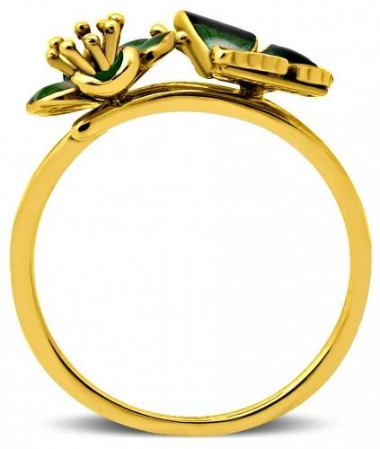 Кольцо из жёлтого золота с бриллиантом и эмалью 17.5