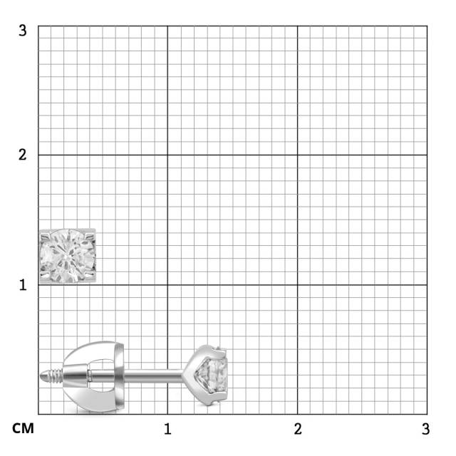 Серьги пусеты из платины с бриллиантами (044338)