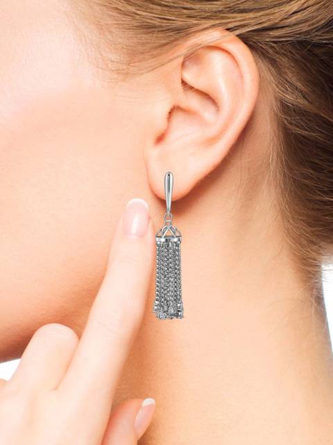 Серьги из белого золота с фианитами (057826)