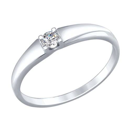 Помолвочное кольцо из белого золота с бриллиантом (027883)
