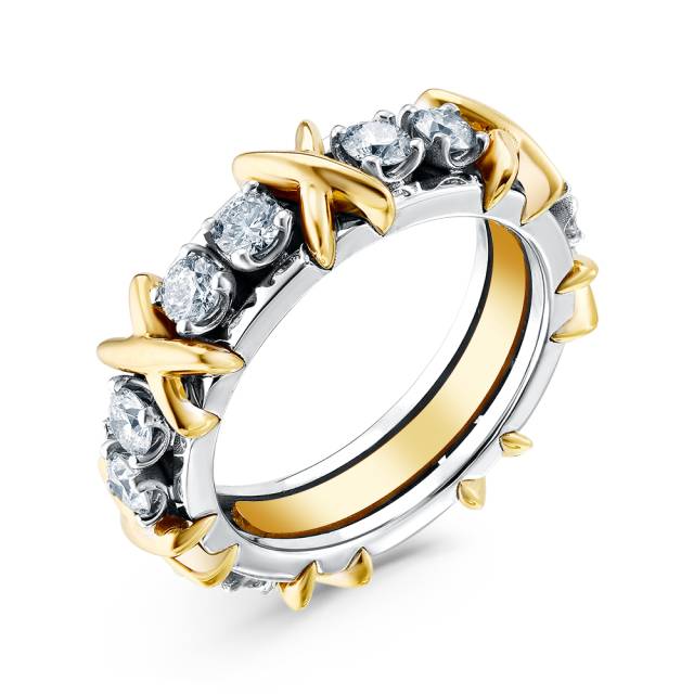 Кольцо из комбинированного золота с бриллиантами (057445)