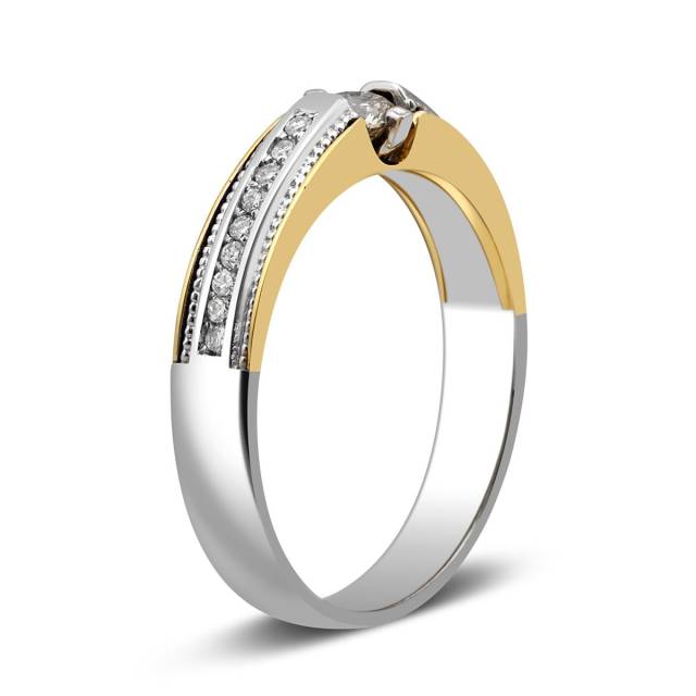 Помолвочное кольцо из комбинированного золота с бриллиантами (025515)