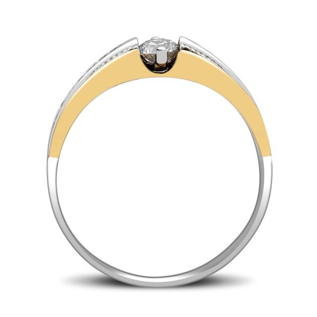 Помолвочное кольцо из комбинированного золота с бриллиантами (025515)