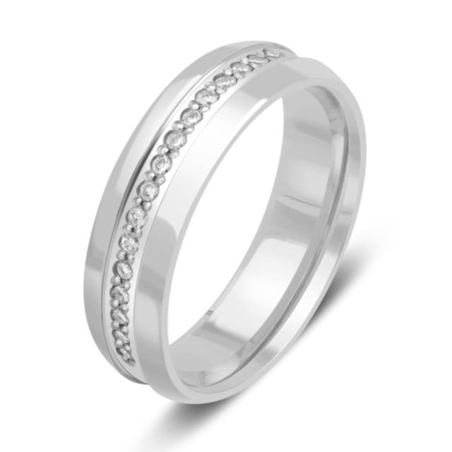 Обручальное кольцо из белого золота с бриллиантами (038005)