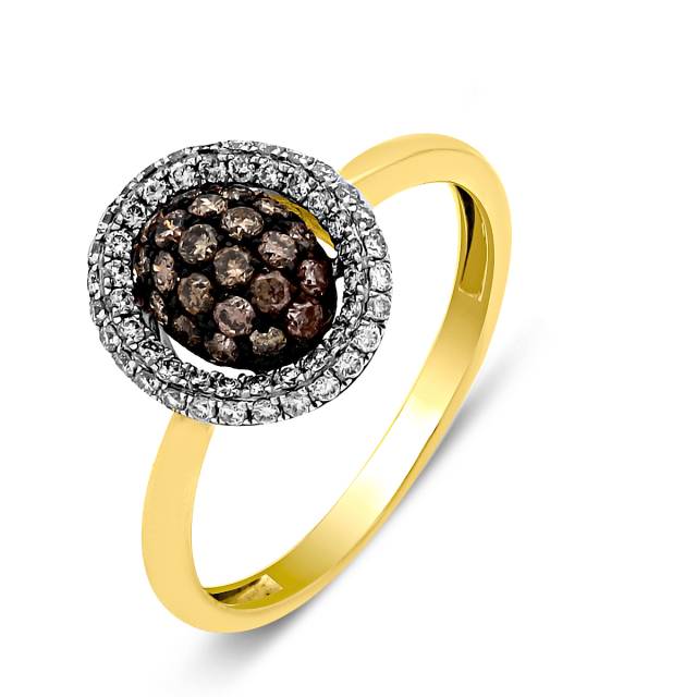 Кольцо из жёлтого золота с бриллиантами (021013)