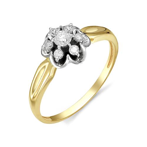 Помолвочное кольцо из комбинированного золота с бриллиантами (032329)