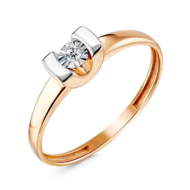 Помолвочное кольцо из красного золота с бриллиантом (052990)