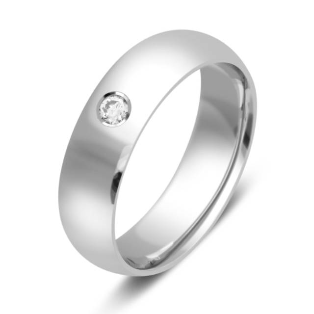 Обручальное кольцо из белого золота с бриллиантом (027368)