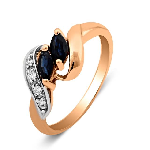 Кольцо из комбинированного золота с бриллиантами и сапфирами (019376)