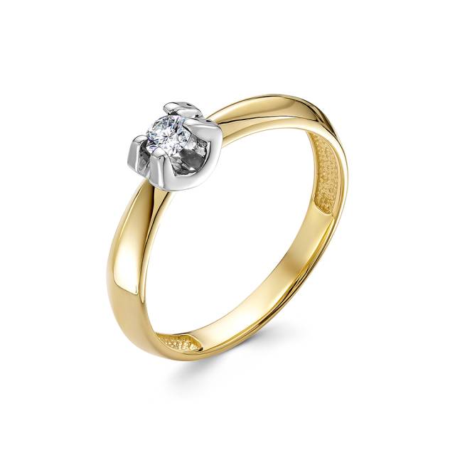 Помолвочное кольцо из комбинированного золота с бриллиантом (053996)