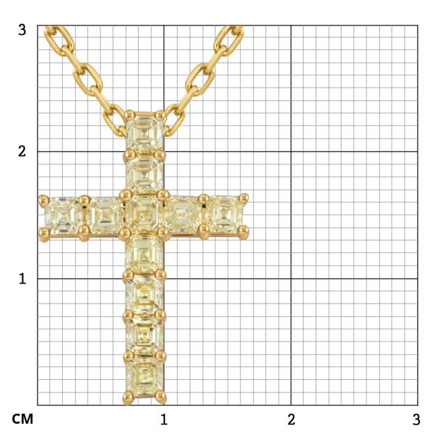 Колье крест из жёлтого золота с  жёлтыми бриллиантами (054613)