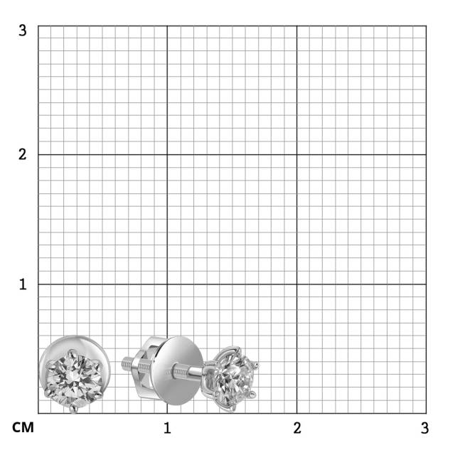 Серьги пусеты из платины с бриллиантами (064728)
