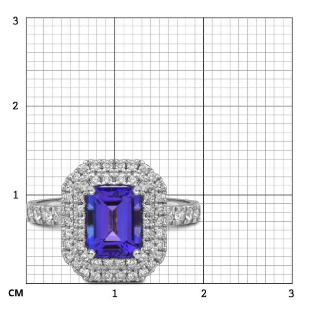 Кольцо из белого золота с бриллиантами и танзанитом (055123)