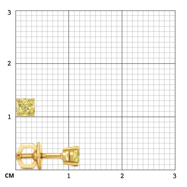 Серьги пусеты из жёлтого золота с жёлтыми бриллиантами (052070)
